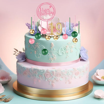 Yerliker 34 Pcs Happy Birthday Cake Toppers Decorations Birthday Candles DIY Cake Decor for Men Women Wedding Anniversary(Gold)