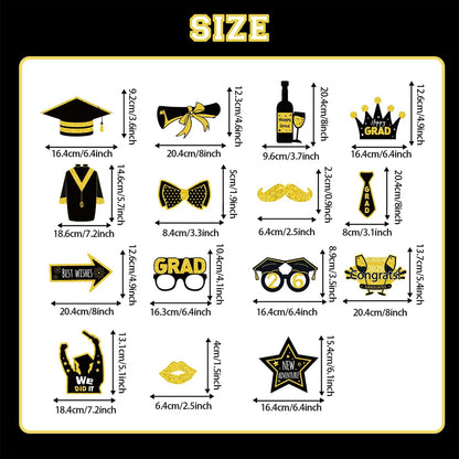 Graduation Decorations Class of 2026 Photo Booth Props - Blue and Gold 2026 Graduation Frame & Photo Props Congrats Grad Class of 2026 Decor for Graduation Party Supplies