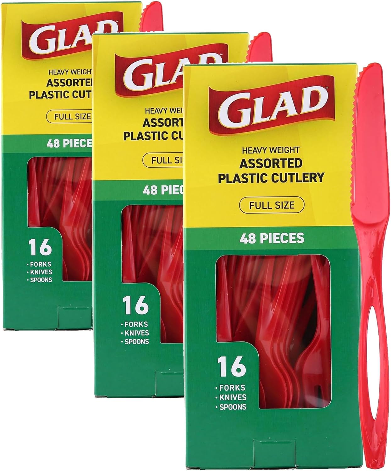 Glad Clear Disposable Cutlery Set with Heavy Duty Plastic Forks, Knives, and Spoons, Reusable Dishwasher Safe Plastic Utensils for Parties and Everyday Use, 240 Count