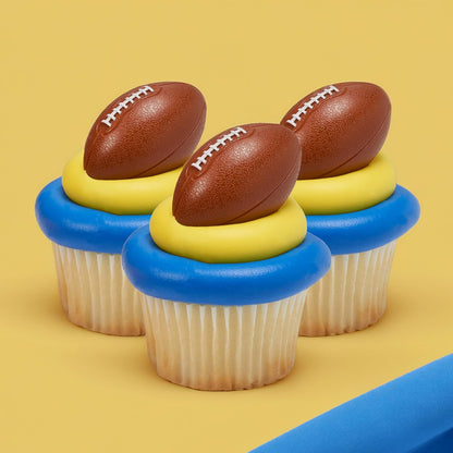 DECOPAC 3D Football Rings, Cupcake Decorations, Food Safe Cake Toppers – 24 Pack