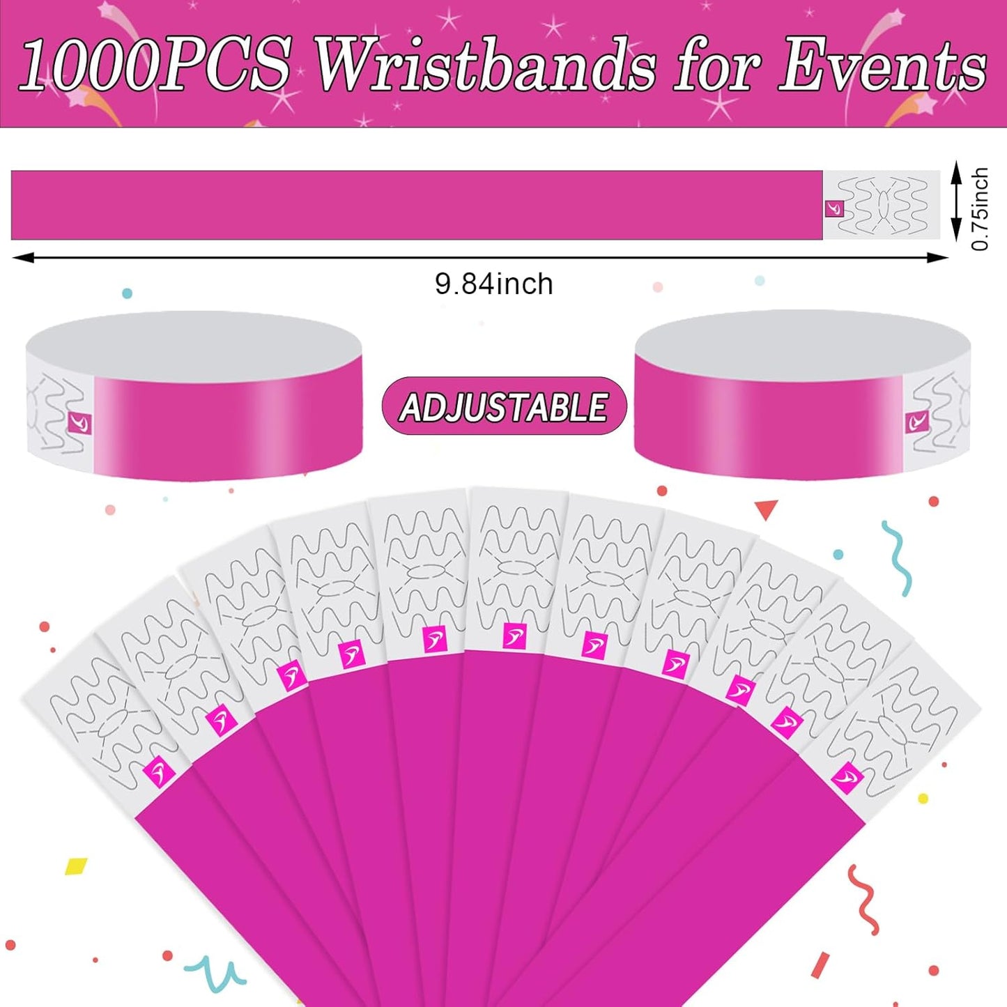 1000 Pcs Paper Wristbands for Events Waterproof Wrist Bands Lightweight Festival Identification Wristbands Neon Adhesive Event Wrist Band for Party