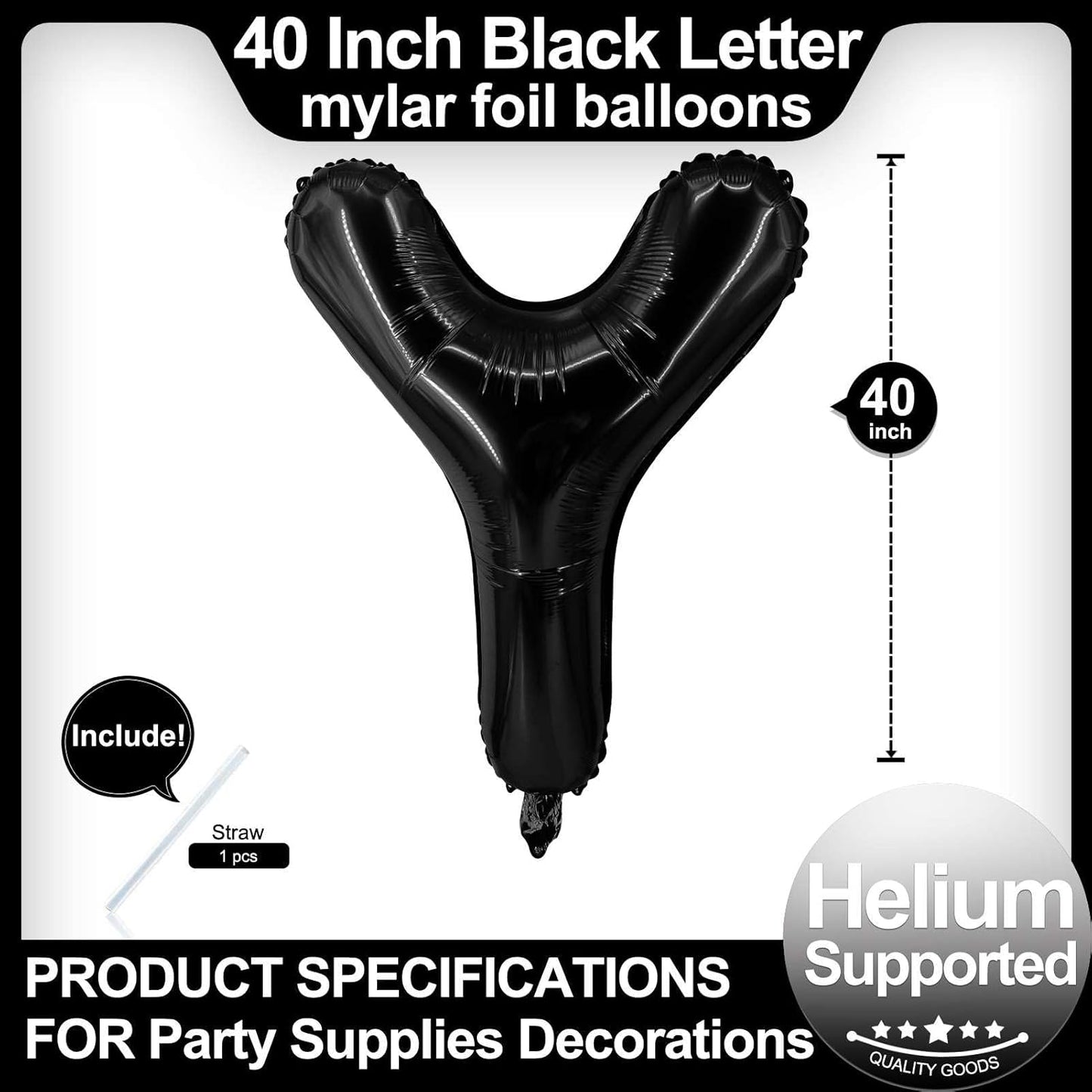 40 Inch Black Letter A Balloons, DIY Phrase Foil Alphabet Letter A Balloons DIY Word A Banner for Birthday Anniversary Celebration Graduation Party Supplies Decoration