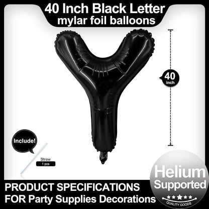 40 Inch Black Letter A Balloons, DIY Phrase Foil Alphabet Letter A Balloons DIY Word A Banner for Birthday Anniversary Celebration Graduation Party Supplies Decoration