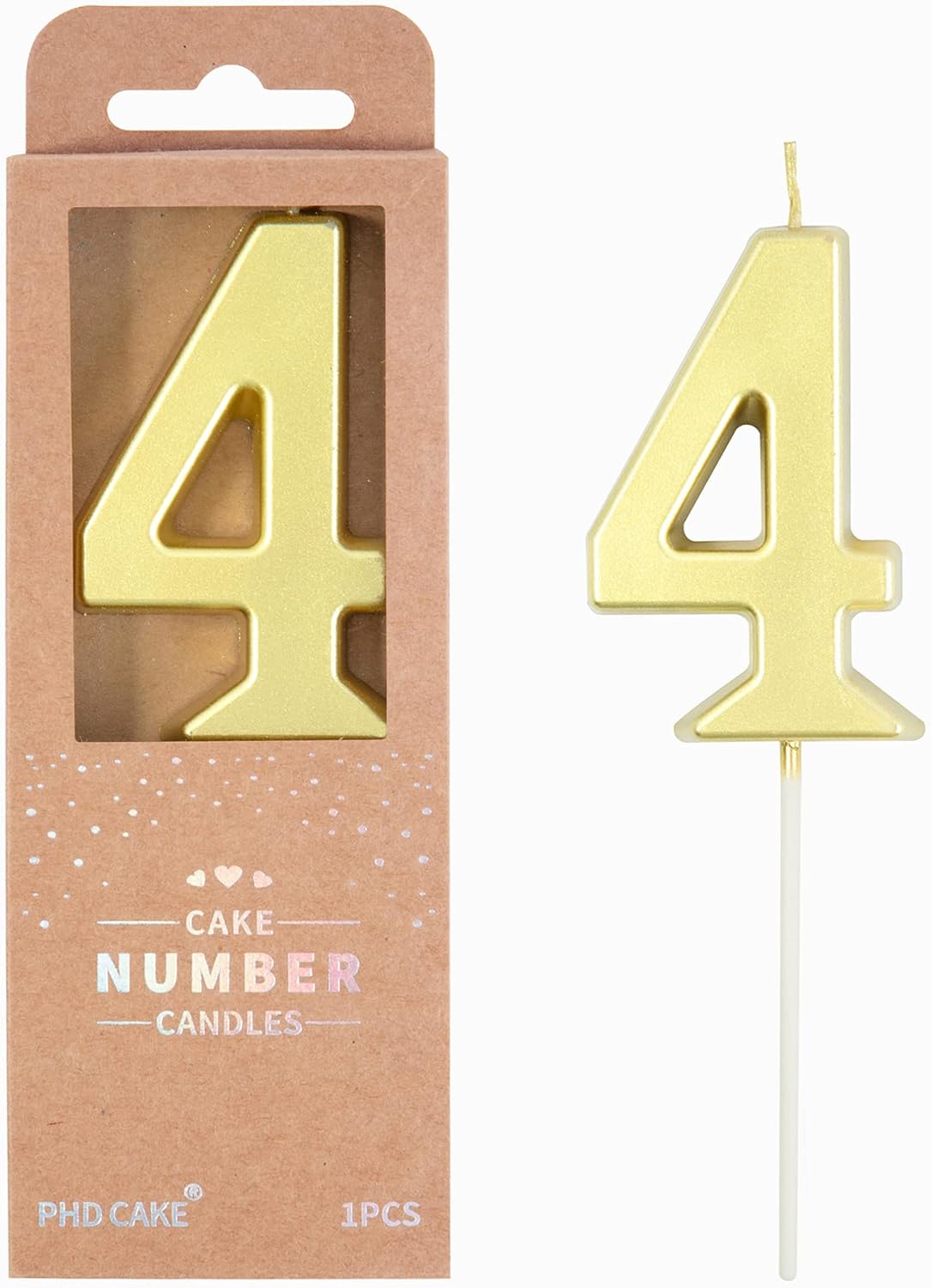 PHD CAKE 2.76 Inch Modern Gold 2 Number Birthday Candles, Gold Number Candles, Cake Number Candles, Party Celebration