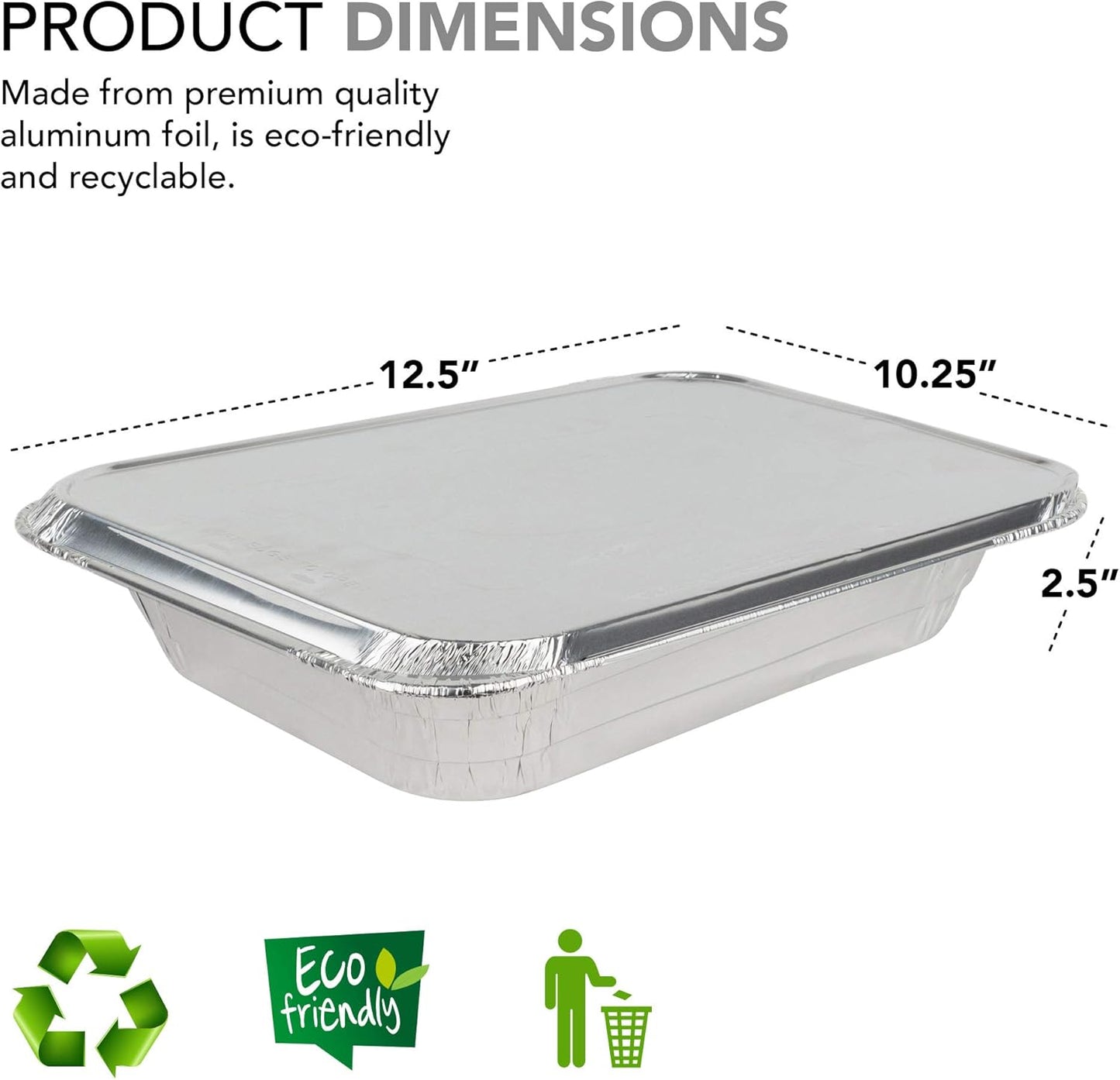 Stock Your Home Aluminum Pans 9x13 Disposable Foil Pans (30 Pack) - Half Size Steam Table Deep Trays - Tin Foil Pans Great for Cooking, Heating, Storing, Prepping Food