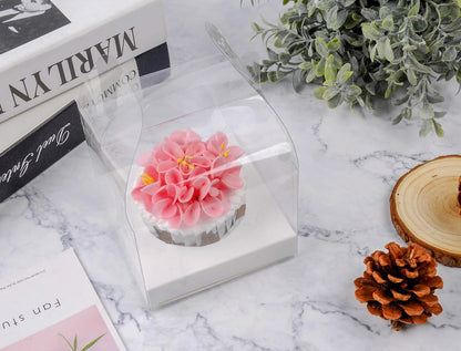 12 PCS Individual Cupcake Containers Single Cupcake Boxes with Handle and Inserts Clear Plastic Favor Boxes
