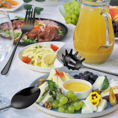 Stainless Steel Serving Utensil Set 10-Piece Buffet Flatware Catering Silverware with Bread Tong,Cake Spatula,Serving Ladles,Salad Fork,Cheese Knife,Large Spoon for Parties Buffet