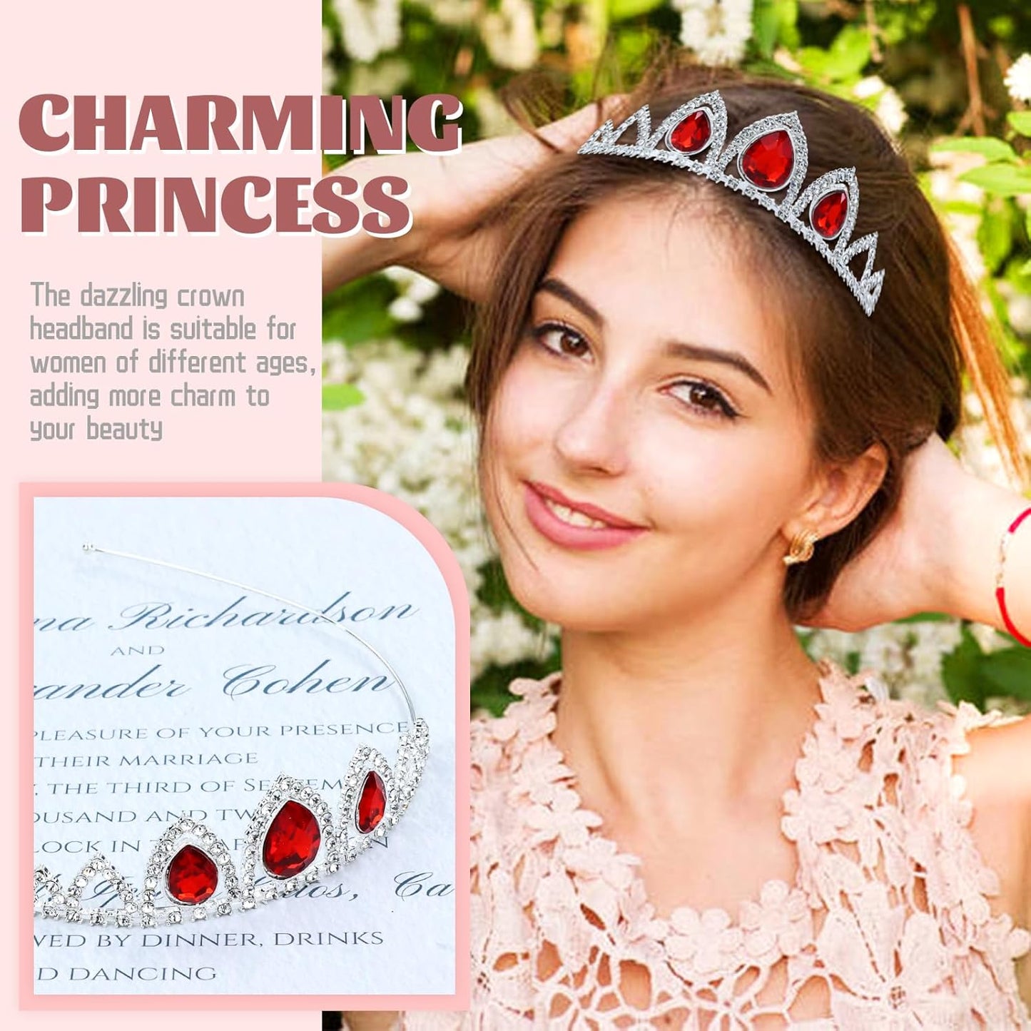 inSowni 8 Pieces Silver Metal Sparkly Waterdrop Rhinestone Princess Crown Headbands Tiaras Wedding Birthday Party Prom Headpieces for Women Brides Bridesmaids