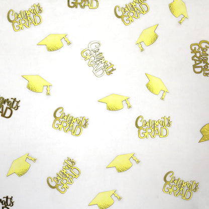 200PC Gold Graduation Confetti Class of 2026 Congrats Grad Confetti for Table Grad Cap Scatters for Graduation party decorations 2026