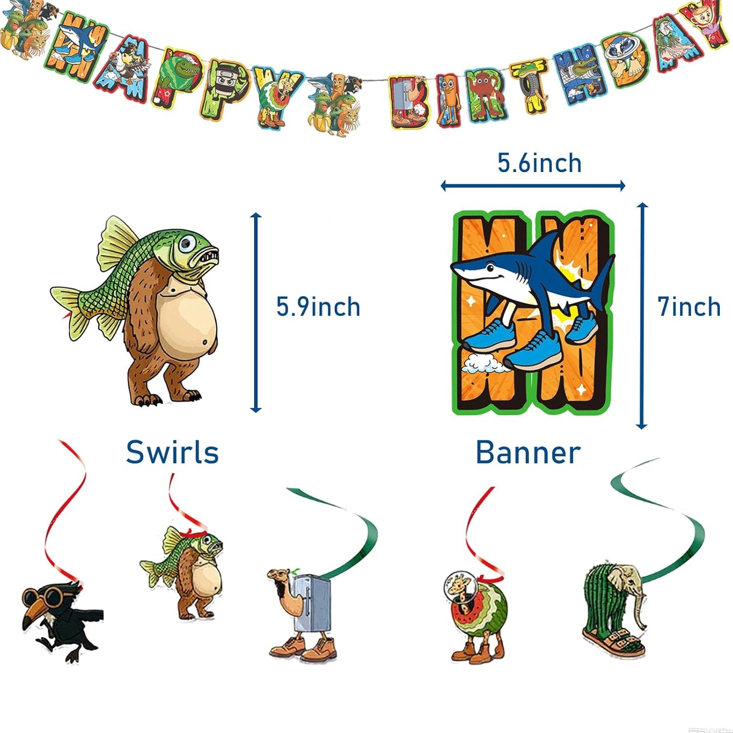 TJLMCORP Italian Brainrot Party Game, Pin the Tail Party Game Set With 24 Stickers and and 2 Blindfolds, Tralalero Themed Birthday Party Supplies, Brain Rot Party Decorations（Tung Tung Tung Sahur）