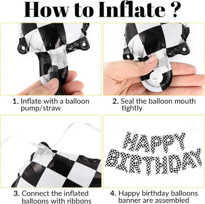 Happy Birthday Balloons Banner, Foil Balloon Personalized Name Letters Balloons Sign Birthday Party Decorations for Women Men Boys Girls Cream