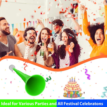 Collapsible Stadium Horn 24 Inch Vuvuzela Plastic Trumpet Blow Horns Noise makers for Sporting Events School Sports Football Games Party Supplies Favors Accessories (Black)