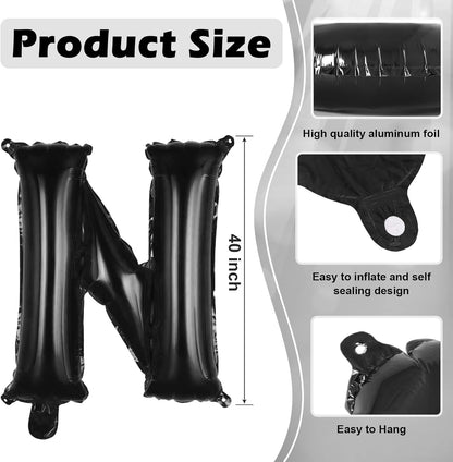 Black Letter A Balloons, 40 Inch Large Foil Letter Balloons, Custom Phrase Balloon for Birthday Party Wedding Anniversary Decoration (Black A)