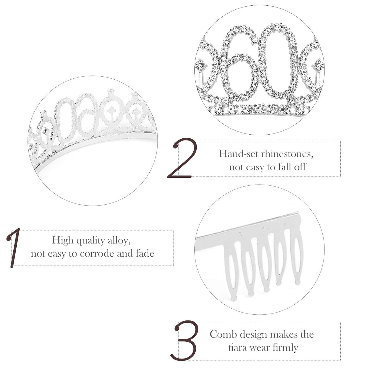 Semato 60 & Fabulous Birthday Crown and Sash Kit- 60th Birthday Gifts for Women 60th Birthday Party Decorations (rose gold)