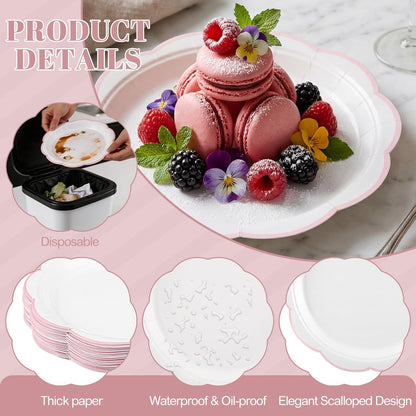 NatNarr 30 Pcs Sage Green Paper Plates, 7 Inch Scalloped Paper Plates Small Dessert Cake Plate Cute Party Plate Disposable Sage Greens Party Supplies for Wedding, Baby Bridal Shower, Birthday
