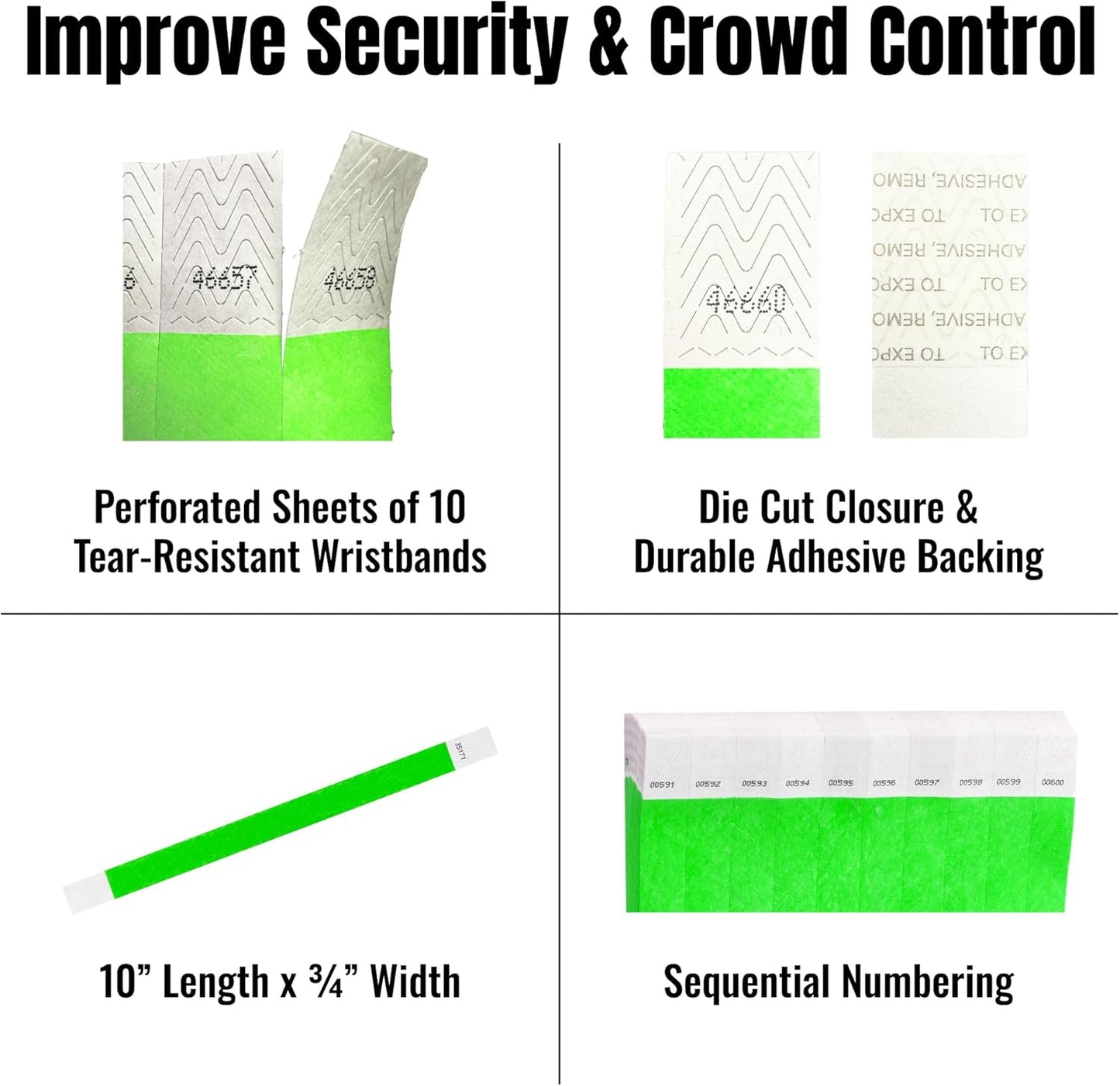 WristCo Custom Printed Wristbands | Super Rush | Fast Delivery – Select a Color Quantity & Personalize w/Clipart Text & Logos - Tyvek Wrist Band ID Bracelets for Events Party Security Admission VIP