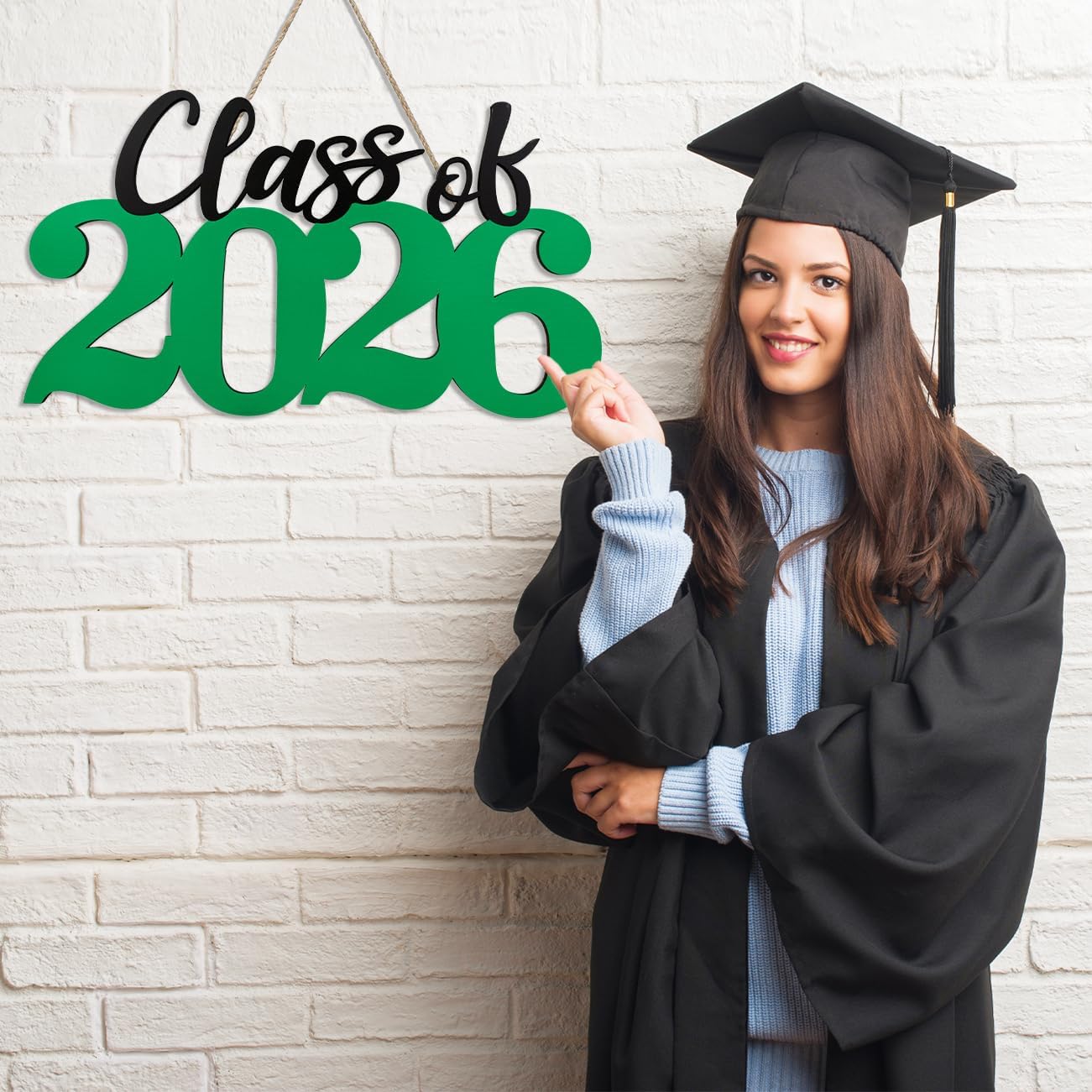 Class of 2026 Wooden Sign Graduation Party Decorations 2026 White Graduation Photo Booth Prop Senior2026 Sign for High School College Party