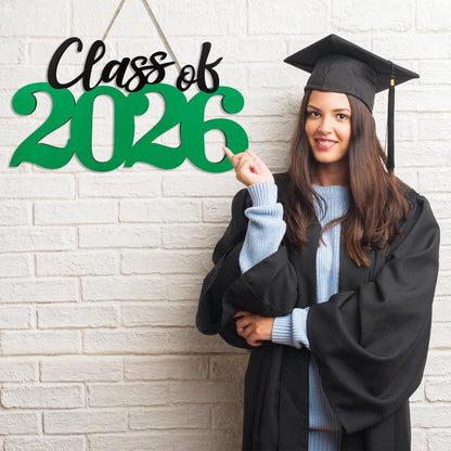 Class of 2026 Wooden Sign Graduation Party Decorations 2026 White Graduation Photo Booth Prop Senior2026 Sign for High School College Party