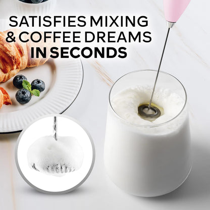 Zulay Kitchen Powerful Milk Frother Wand With Duracell Batteries - Ultra Fast Handheld Drink Mixer - Electric Whisk Foam Maker for Coffee, Lattes, Cappuccino & Matcha - Z1 Motor - Black - Colors C
