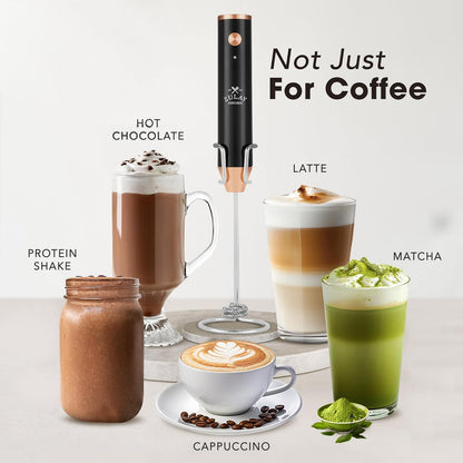 Zulay Kitchen Powerful Milk Frother Wand With Duracell Batteries - Ultra Fast Handheld Drink Mixer - Electric Whisk Foam Maker for Coffee, Lattes, Cappuccino & Matcha - Z1 Motor - Black - Colors A