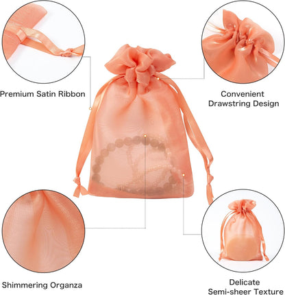 QIANF 20 Pcs Peacock Blue Small Organza Bags 3X4 inch for Wedding Favors with Drawstring, Mini Mesh Gift Bags Jewelry Pouch for Candy Bridal Shower Party Favor Baby Shower Christmas