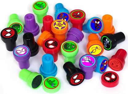24 Pcs Spide Stampers - Perfect Spide Birthday Party Supplies, Goody Bag Fillers & Party Favors.