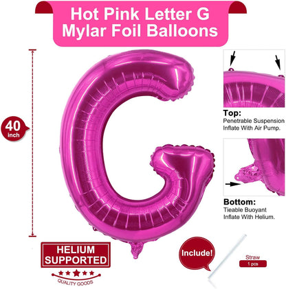Lovoir 40 Inch Large Hot Pink Letter A Balloons Big Size Jumbo Mylar Foil Helium Balloon for Birthday Party Celebration Decorations Alphabet Hot Pink A