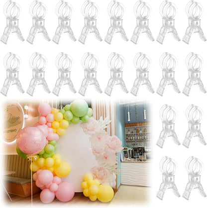 LemonRoad 10 Pack Large Balloon Arch Clips Plastic Transparent Backdrop Spring Clamps 3.5 Inch Heavy Duty Clip for Balloon Arch Kit Birthday Decoration Crafts Woodworking Photography Studios (Clear)