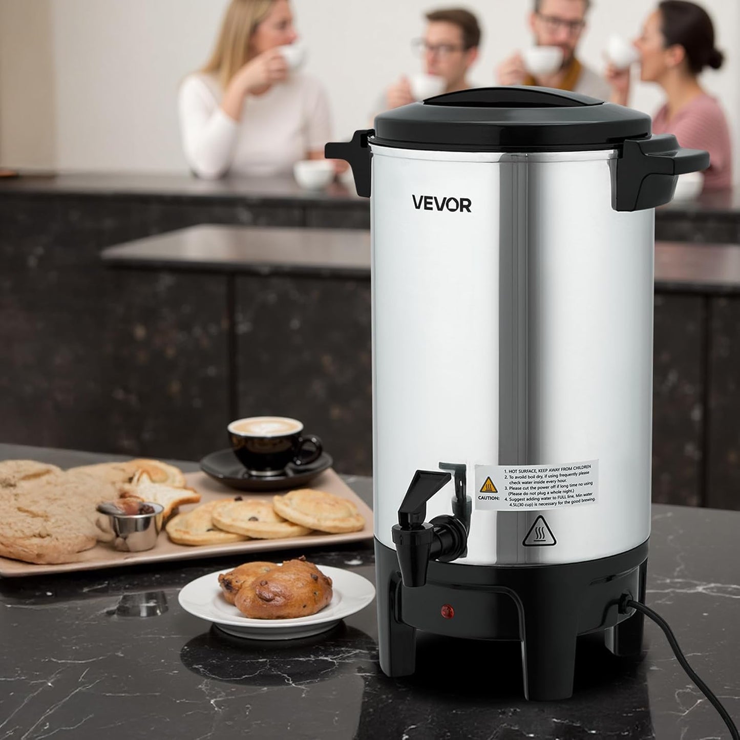VEVOR Commercial Coffee Urn, 60 Cup 9 L Hot Beverage Dispenser with Dripless Faucet, Quick-Brewing Stainless Steel Large Commercial Coffee Maker, for Catering, Business, Party, Church & Restaurant