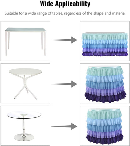 Pastel Rainbow Table Skirt Ruffle Party Tablecloth for Rectangle Table 6ft Birthday Party Baby Shower