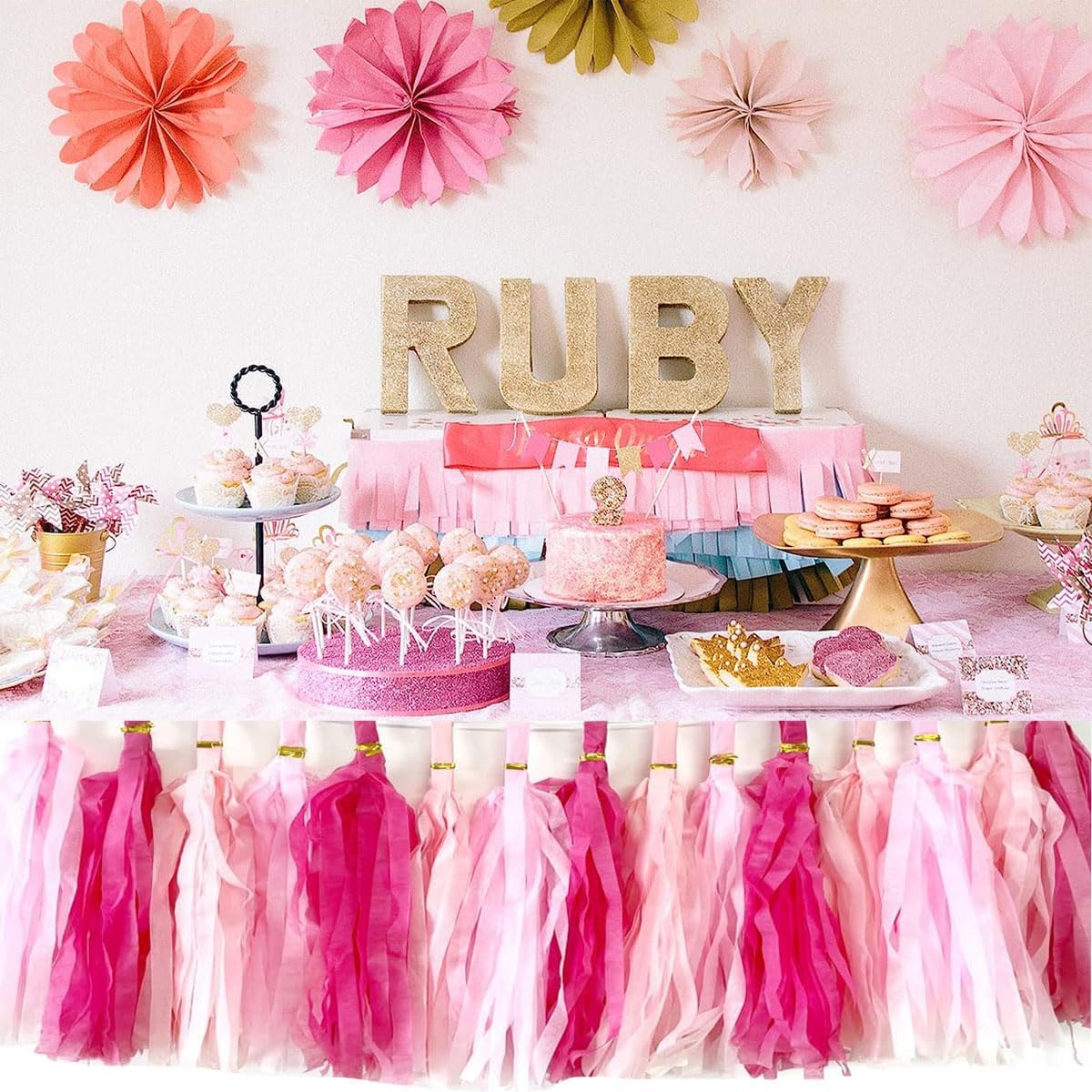 30pcs Paper Tassels Garland Banner Tissue Paper Tassel DIY Hanging Paper Decorations Party Tassel Garland Decor Baby Shower Nursery Wedding Festival Baby Shower Decoration(30, White)