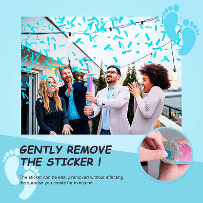 POPUPARTY Gender Reveal Confetti Cannon | No Powder Confetti Poppers | Ideal for Baby boy Gender Reveal Decoration (6 blue)