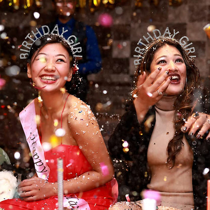 AOPRIE Birthday Girl Crown for Women with Sash Rose Gold Tiara for Women Headband Princess Crown Rhinestone Happy Birthday Accessories