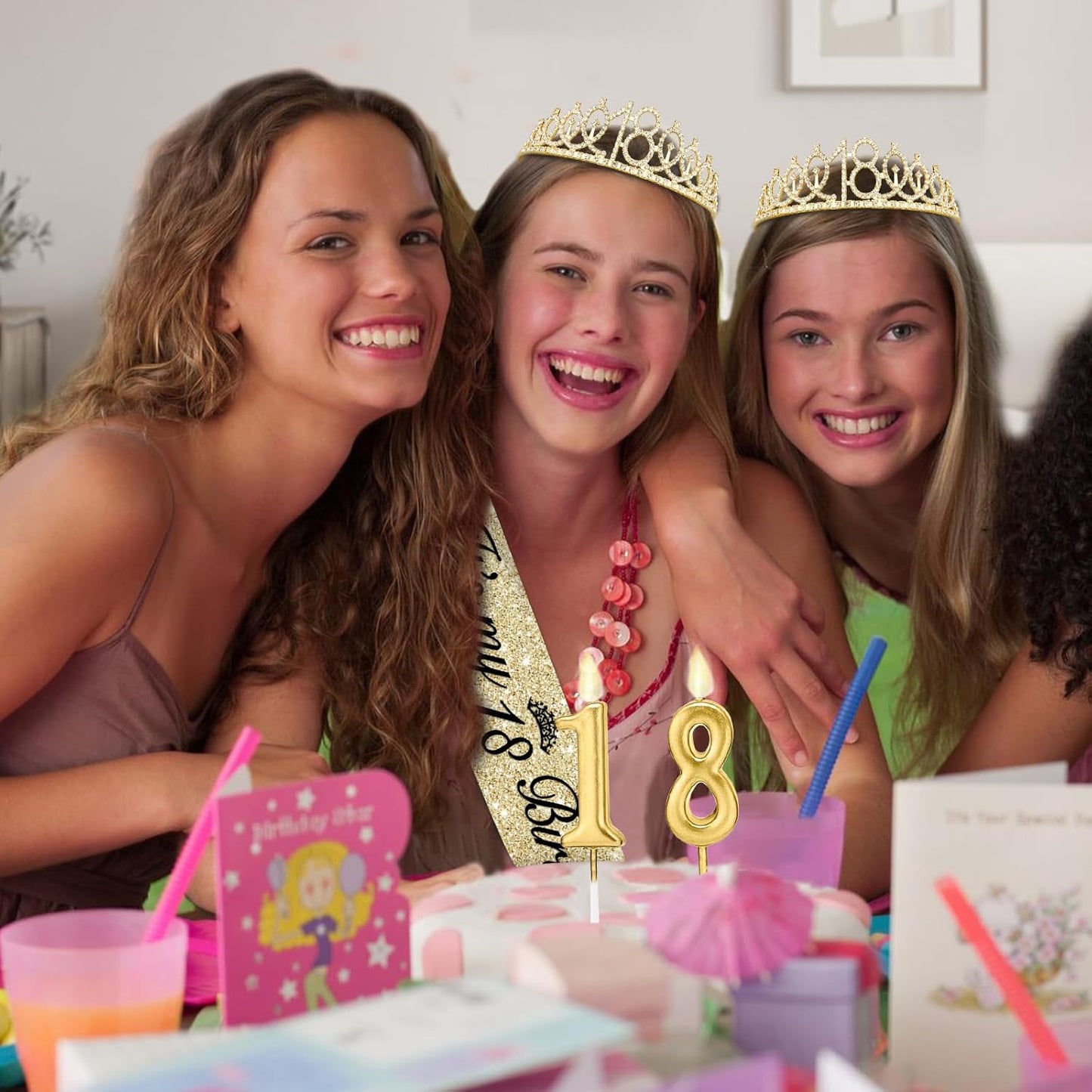 21st Birthday Decorations for Her with 21st Birthday Sash and Crown, Candles Gold, Gifts for 21 Year Old Girls