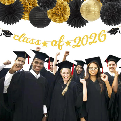 2026 Blue Class-Congratulations Prom Graduation Party-Decorations - 22pcs High School College Grad Supplies Decor,Royal Navy White Silver Tissue Pom Poms Streamers, Paper Flowers Lanterns Hugmoon
