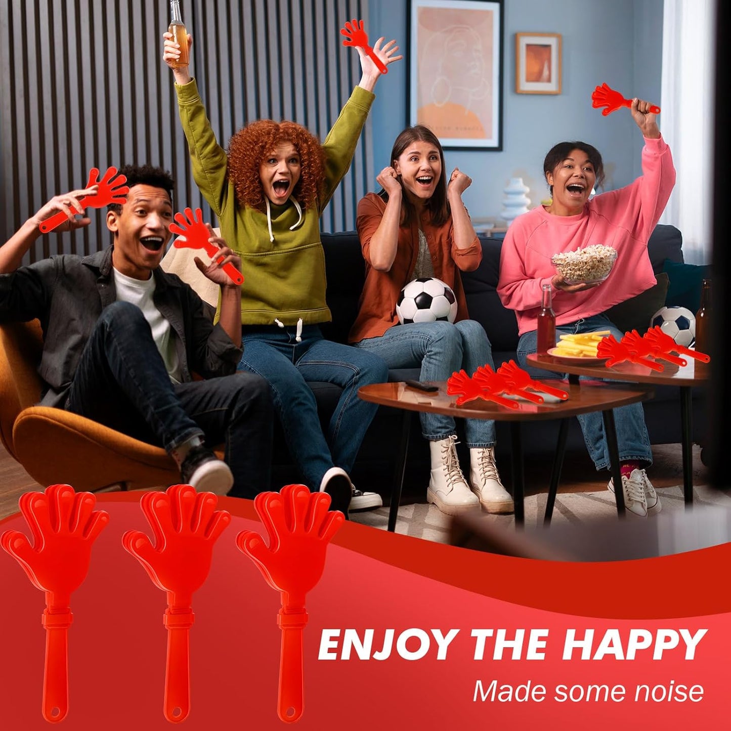 12 Pcs Hand Clappers Noisemakers 7.5 Inch Clappers Noisemakers Plastic Hand Clappers for Birthdays Game Football Sporting Events Cheers Supplies Dance Basketball Football Noisemakers(Yellow)