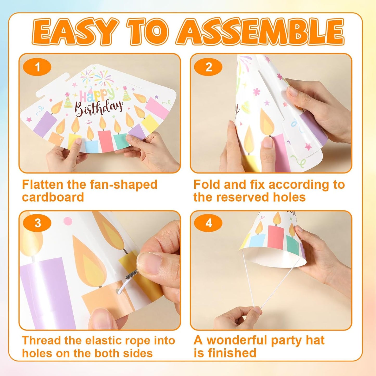 Lonfliness 32Pcs Colorful Party Hats for Kids Happy Birthday Cone Paper Hats Classroom Celebration Supplies Favors