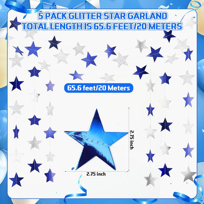 Spakon 65 Feet Glitter Star Paper Garland Banner Hanging Decoration Star Streamers Double Side 2026 Graduation Decorations for Wedding Birthday Festival New Year Party Decoration (Gold)