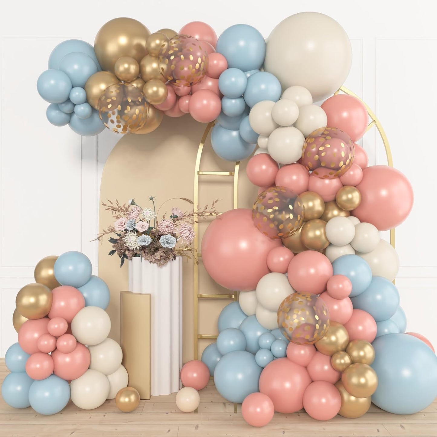 Amandir 153pcs Pink Purple Balloon Garland Arch Kit, Different Sizes 18 12 10 5 inch Pink Purple Red Latex Metallic Confetti Purple Balloons for Girl Women Birthday Bridal Baby Shower Party Decoration