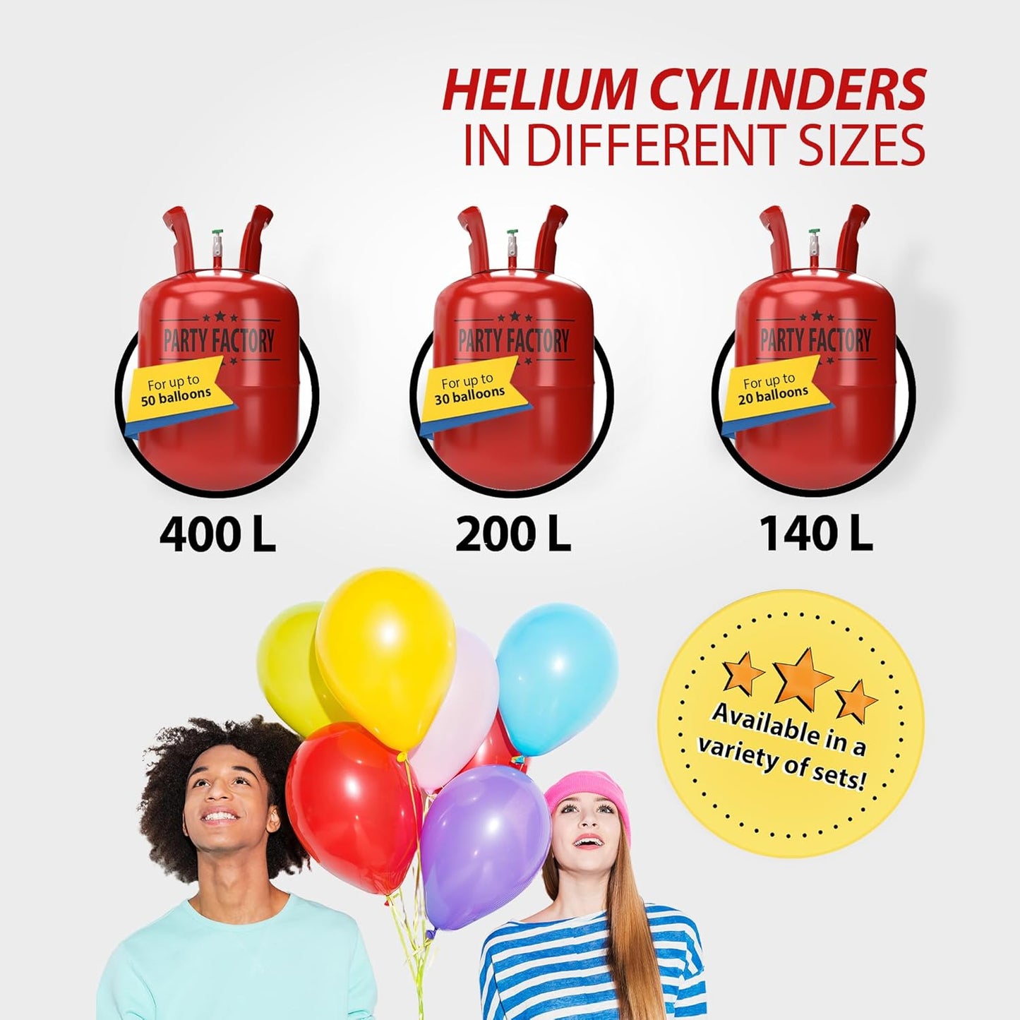 Party Factory Helium Tank, 7 cu.ft, Red - Fills up to 30 Balloons, Unisex, Occasion Type: Birthday, Bachelorette Party, Christmas, Wedding