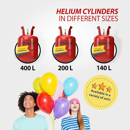 Party Factory Helium Tank, 7 cu.ft, Red - Fills up to 30 Balloons, Unisex, Occasion Type: Birthday, Bachelorette Party, Christmas, Wedding