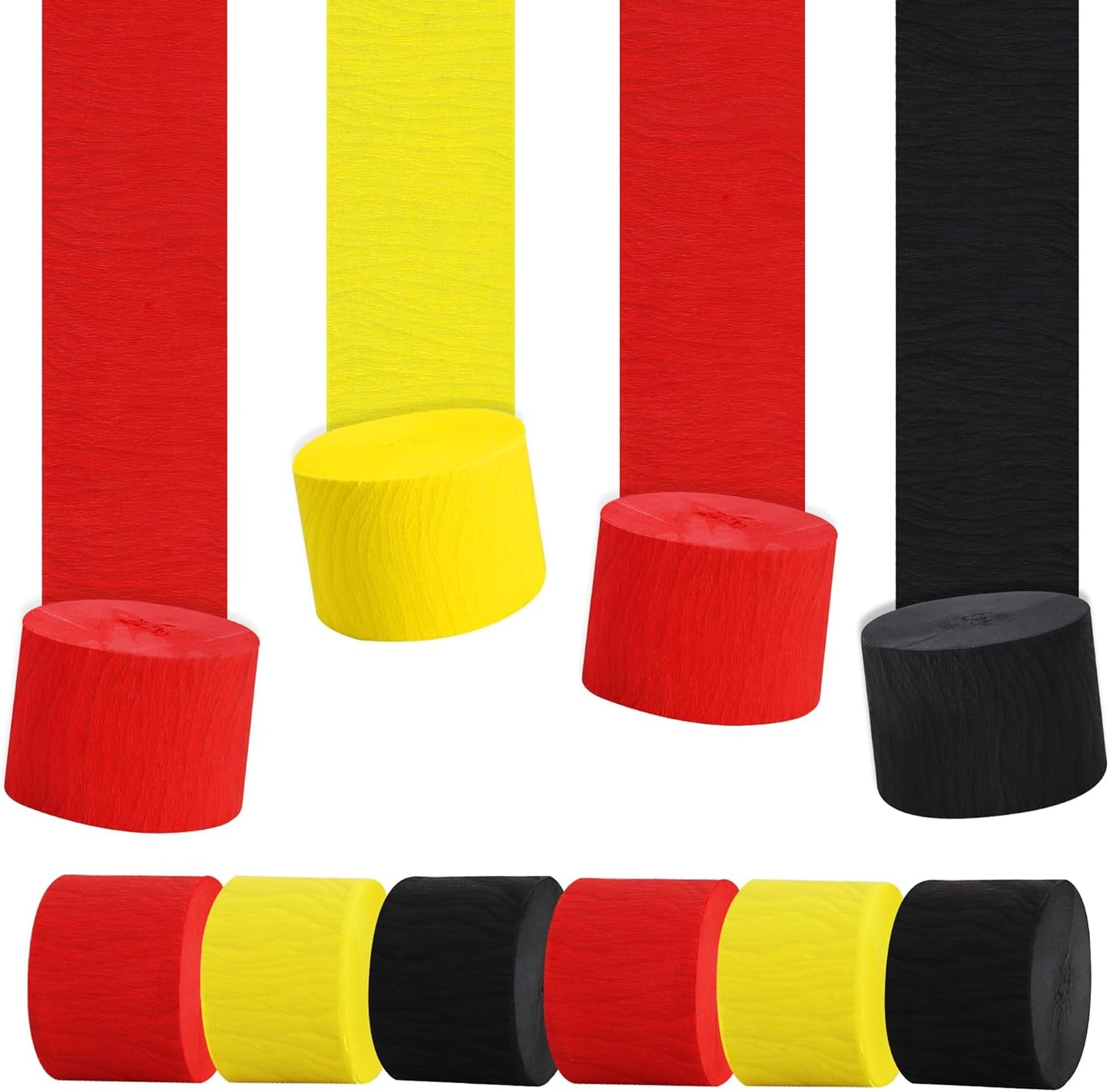 BEISHIDA 8 Rolls Red Yellow Blue and Green Crepe Paper Streamers for Carnival Circus Sesame Street Paw Party Decorations, Birthday DIY Craft Paper(1.8 Inch x 82 Ft/Roll)