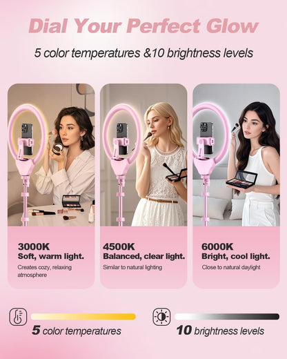 UBeesize 12'' LED Ring Light with 62'' Tripod Stand, Selfie Ring Light for Video Recording, Live Streaming, TikTok & YouTube, Compatible with iPhone & Android (Black)
