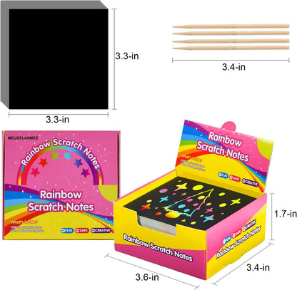 MEUOFLANMEE Rainbow Scratch Paper for Kids: Classroom Art Crafts Back to School Supplies for Girls Boys Teens 4-12 Year Old Stocking Stuffers Party Favors Toys Games Easter Basket Stuffers Notes 150