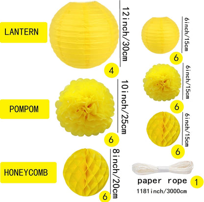 WOLHOWLTD Mermaid Theme Paper Decoration Set - 33 Pcs Paper Lanterns, Pompoms, Honeycomb Decorations for Mermaid Theme, Baby Shower,Wedding Rainbow Birthday Party Home Decoration(Pink Blue Purple)