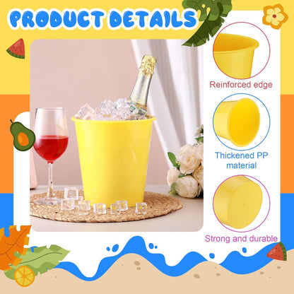Layhit 24 Pcs Plastic Ice Buckets for Parties 3 Liters Wine Bucket Portable Ice Holder Disposable Wine Cooler for Party Wedding Party Beverages Champagne Soda and Beer (Gold)