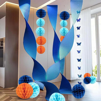 Rainbow Paper Honeycomb Balls,6 and 10 inch Hanging Tissue Pompoms,12 Pack Party Decorations