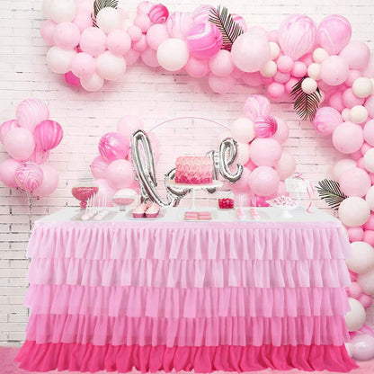 6ft Rainbow Tutu Table Skirt for Rectangle Round Tables Chiffon Table Cloth for Birthday Party Decorations Baby Shower Parties Ruffle Table Skirting