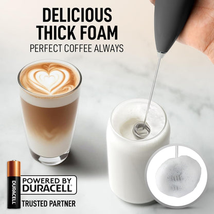 Zulay Kitchen Powerful Milk Frother Wand With Duracell Batteries - Ultra Fast Handheld Drink Mixer - Electric Whisk Foam Maker for Coffee, Lattes, Cappuccino & Matcha - Z1 Motor - Black - Colors A