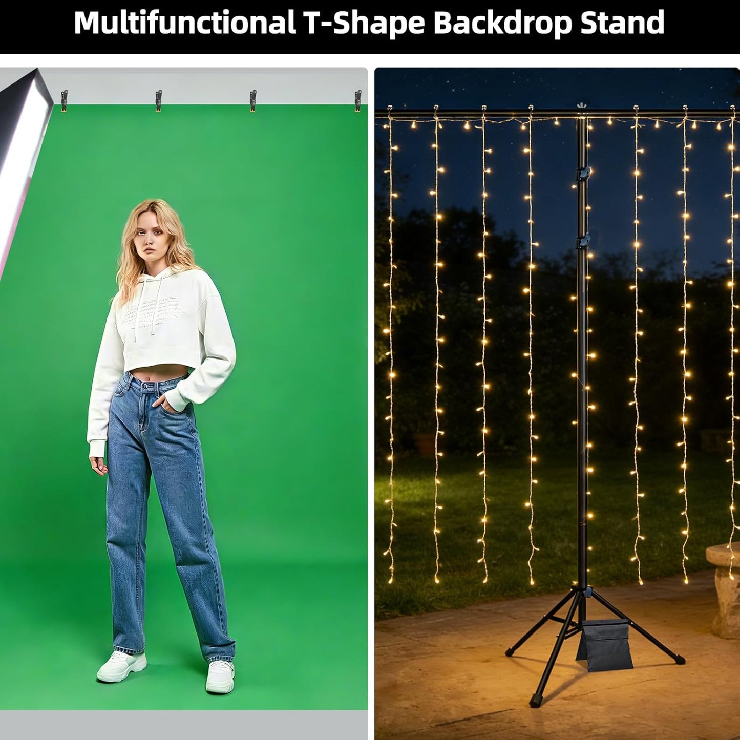 Hemmotop Backdrop Stand 10x8ft (WxH), Photography Background Stand for Parties, Adjustable Photo Backdrop Stands Kit for Wedding, Photo Booth, Party, Decoration, Balloon, Projector Screen